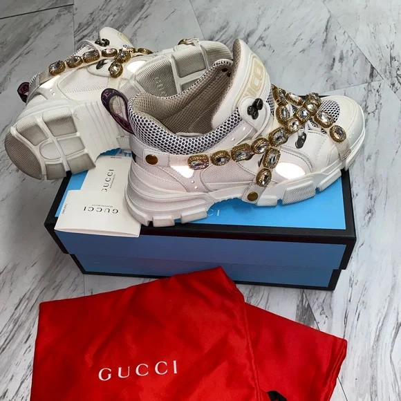 Gucci Flashtrack Crystal Embellished Platform Sneakers 💕 - Picture 4 of 11